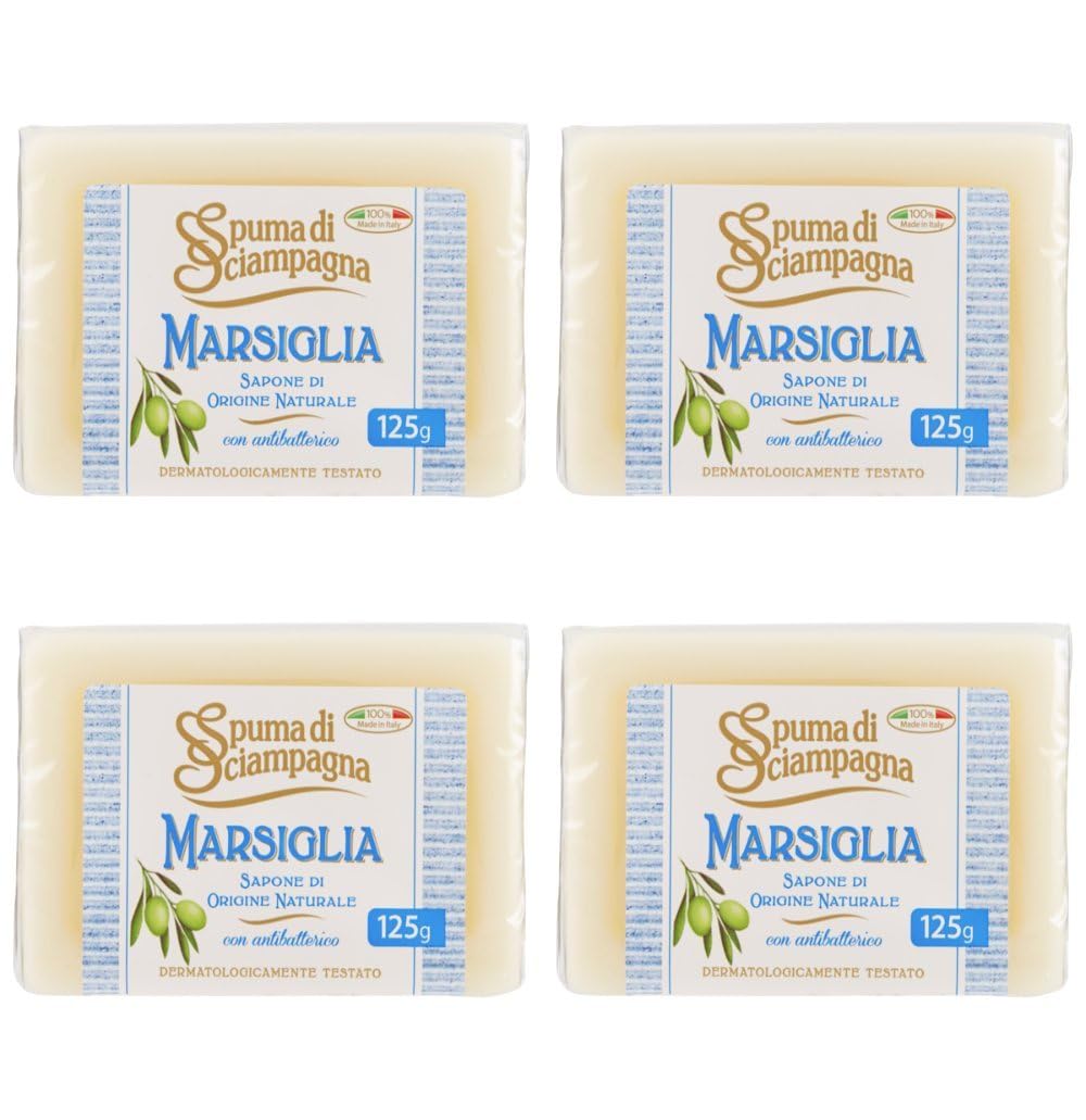 Spuma di SciampagnaMarsiglia Natural Soap with Antibacterial - 4,40 Ounce (125 g) Bars (Pack of 4)